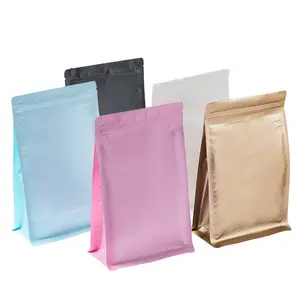 12 Oz All Size Resealable Plain Box Pouch Dried Food Snacks Packaging Bag Flat Bottom Pull Tab Zipper Matte Aluminum Foil