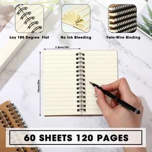 OUTUS FC409643 100 Pcs Memo Pads 5 X 3'' <b>Small</b> Pocket Spiral Journal <b>Notepad</b> Ruled Notebook Sketchbook Kraft Cover 120 Pages - Product Image 3