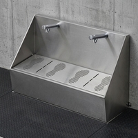 Lavabo double station moderne en SUS304 pour ablution (Wudu) avec grille de lavage des pieds et robinet auto-fermant en laiton massif de 1,2 mm d'épaisseur pour ablution musulmane
