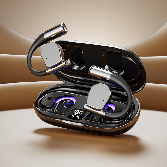 YX59 TWS HiFi Stereo Sports Wireless Earbuds ANC Noise Cancelling Digital Display Open Ear Clip Design Built-in Mic IPX5 Jl
