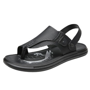Tongs en cuir véritable pour hommes, été, extérieur, semelle en caoutchouc antidérapante, tongs ouvertes avec boucle - Product Image 5
