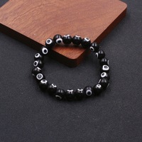 Nouveautés Bracelet en perles œil de diable en acrylique Bijoux unisexe Bracelet ajustable en résine colorée avec perles œil maléfique pour fille