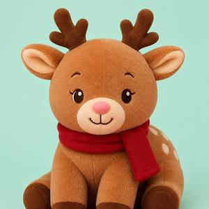 Niedliches Plüsch-Rentier-Spielzeug Weihnachts-Stofftier mit Rotem Schal Weiche Reh-Puppe Feiertagsdekoration Geschenk für Kinder Individuelles Logo - Product Image 2