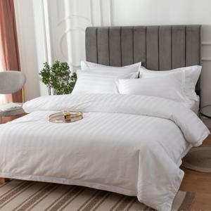 Hotel Leinen 400tc Weiß Bettwäsche Set Bettlaken Set Mit 3cm Streifen 100% Baumwolle Bettwäsche für Hotel-oder Krankenhaus gebrauch - Product Image 2