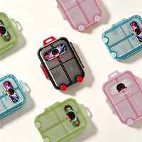 Boîte à pilules de voyage pliable 7 compartiments, format poche, design valise, multicolore, pour rangement de médicaments, vente en gros