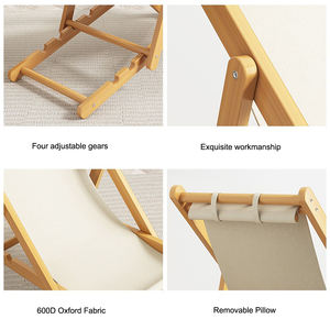 GSD phong cách mới ngoài trời có thể gập lại bằng gỗ boong ghế cắm trại với tay vịn và cupholder bãi biển du lịch boong ghế vải - Product Image 3