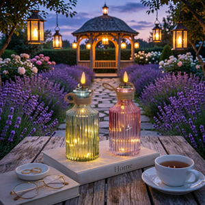Lanterne en verre solaire avec bougie LED <span class=keywords><strong>sans</strong></span> flamme, <span class=keywords><strong>lumière</strong></span> décorative en verre côtelé pour jardin, terrasse, centre de table - Product Image 4
