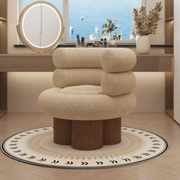Fauteuil simple moderne en forme de fleur en bois de noyer naturel scandinave pour salon