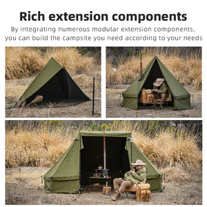 Tenda da Campeggio Esterna Tipo Esteso per Quattro Stagioni, Monocamera, Monoposto, in Cotone TC, Verde Foresta, Impermeabile e Resistente alla Muffa - Product Image 3