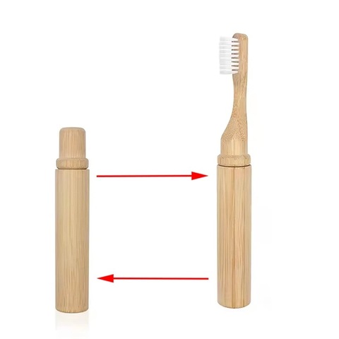 2025 Foldable Travel Toothbrush Soft Nylon Bristle with Bamboo Handle Environmentally Friendly Daily Necessity for Home Use
