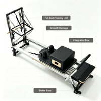 Reformer Pilates Silencieux et Réglable avec Demi-Tourneuse et Accessoires Complets pour Studio de Pilates et Bien-être
