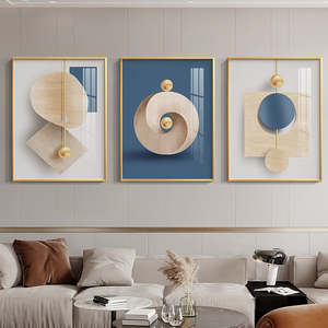 Art mural géométrique abstrait nordique, Art raffiné, impressions sur toile, doré, <span class=keywords><strong>bleu</strong></span>, <span class=keywords><strong>Beige</strong></span>, images pour salon de luxe, <span class=keywords><strong>chambre</strong></span> à coucher - Product Image 2