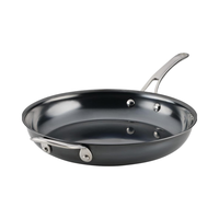 Poêle à frire en acier au carbone nitruré N2 avec poignée d'aide en acier inoxydable, compatible four, 12 pouces, noir, compatible avec tous les types de cuisinières