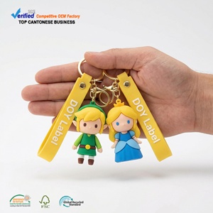 Cute Split Ring Key Holders Factory Custom Embossed 3D Cartoon Logo Soft PVC Rubber Keychains for Backpack Decoration