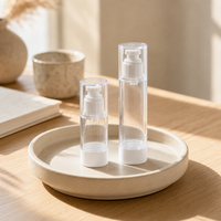 Flacon pompe sans air cylindrique transparent personnalisé avec logo, 15 ml-100 ml, emballage cosmétique en plastique OEM pour soins de la peau