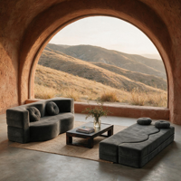Amerikanischer Minimalistischer Sofabett im Karton, Faltbar, Zweisitzer, Weicher Stoff, für Wohnzimmer und Hotel, Vakuumverpackt