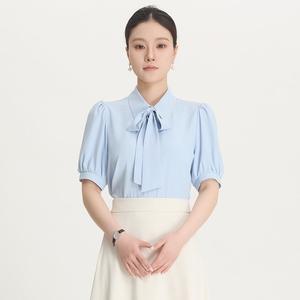 Blusa <span class=keywords><strong>de</strong></span> Gasa con Lazo y Manga Corta para Mujer, Resistente a las Arrugas, para Oficina, Maestra, Entrevista <span class=keywords><strong>de</strong></span> <span class=keywords><strong>Trabajo</strong></span>, Uniforme - Product Image 1