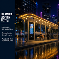 Abri de bus solaire intelligent avec grand écran LED, résistant aux intempéries, en acier galvanisé, hub de transit, CE CB OEM ODM personnalisé