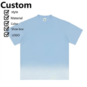 Camisetas de manga corta lavadas y envejecidas Vintage para hombres y mujeres Oversize Horsey Gradient Tops - Product Image 2