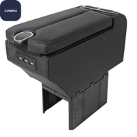 Kotak Konsol Penyimpanan Sandaran Tangan Mobil Universal dengan 3 Port Pengisian Daya USB, Aksesoris Interior Kulit PU OEM Laris Manis
