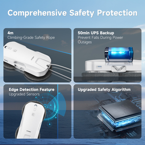 <span class=keywords><strong>Robot</strong></span> nettoyeur de vitres ultra-plat 60 mm, pulvérisation ultrasonique à 4 buses, planification de trajectoire IA, aspiration automatique 2600-3800 Pa - Product Image 6