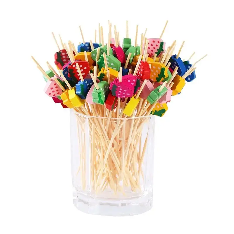 Wholesale Multi-Function Disposable Cocktail Picks Party Food Skewer Fruit Bamboo Sticks