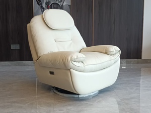 Sillón Reclinable Moderno de Cuero PU con Respaldo Acolchado y Brazos Acolchados para Sala de Estar, Diseño Contemporáneo con Base Giratoria - Product Image 3