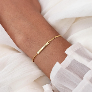 Bracelet personnalisé gravé en acier inoxydable plaqué or, chaîne <span class=keywords><strong>gourmette</strong></span> cubaine, bijou confortable pour demoiselles d'honneur - Product Image 4
