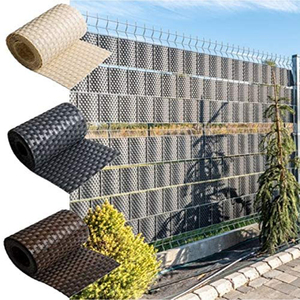 Cercas de seguridad para entradas de vehículos, estilo ratán, de PVC, con doble barra, protección visual, Sichtschutzstreifen - Product Image 1