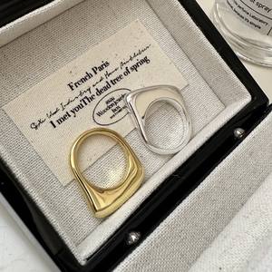 S925 Sterling Silver Square Texture Ring Style Coréen À La Mode Simple Rétro Design Incrusté Anneau-Vente En Gros - Product Image 6