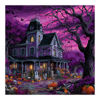 CHENISTORY Peinture par numéros DIY Château de Nuit d'Halloween, Paysage à colorier par numéros pour adultes, Cadeau DIY