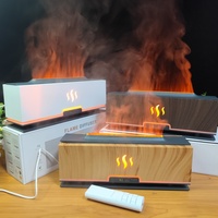 Diffuseur d'arômes personnalisé avec logo, diffuseur d'huiles essentielles à flamme, fabricant de diffuseurs d'air à brume froide et lumière de flamme avec télécommande et minuterie