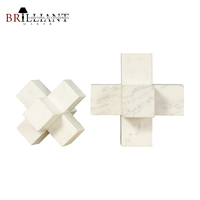 Ornements géométriques en marbre de style moderne Décoration d'art de chambre à coucher de salon Objet en marbre blanc Volakas