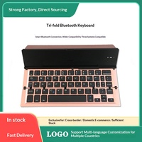 K049 Keyboard Nirkabel Ergonomis Tiga Lipat untuk Ponsel & Tablet, Bahan Aluminium Alloy, Kompatibel dengan IOS/Android/