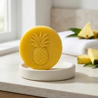 Savon artisanal à l'ananas, jaune, solide, pour le visage et le corps, étiquette privée personnalisée