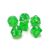 Dés à jouer RPG verts transparents, ensemble de dés polyédriques DND pour jeux de société