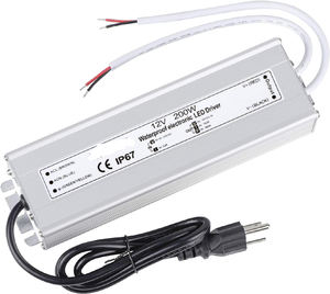 Alimentation LED 12V 16.67A 200W, convertisseur AC90-130V à 24VDC, transformateur basse tension étanche pour LED extérieur - Product Image 3
