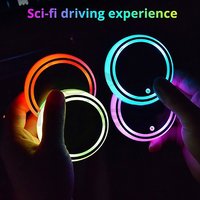 Sous-verre LED lumineux RGB à 7 couleurs changeantes avec capteur de vibration, recharge USB, pratique pour voiture et bar