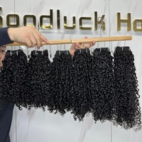 Extensions de cheveux humains vierges bruts bouclés birmans, qualité 15A, super double drawn, coupe pixie, cuticules alignées, vente chaude