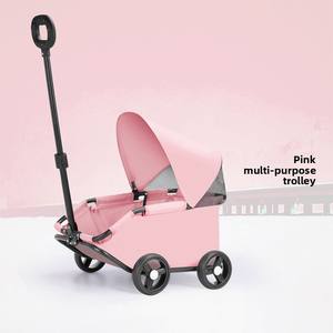 बिल्लियों कुत्तों के लिए पोर्टेबल छोटे पालतू रोलर फोल्डेबल 4-पहिया यात्रा वाहक गाड़ी लुभावनी जाल सुरक्षा बेल्ट आउटडोर - Product Image 5