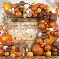 Kit d'arche de ballons de Thanksgiving : Guirlande de ballons en latex et en aluminium avec confettis, motifs citrouille et feuille d'érable, pour décorations de fête d'automne et d'anniversaire