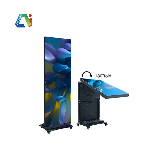 Smart Wifi 4g Usb Movable Advertising Indoor Led Mirror Totem Foldable Standing Digital Hd Led Poster Display Screen for Events