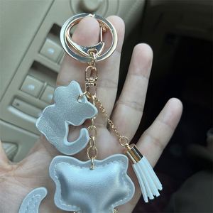 Cute Cartoon Cat Keychain PU Leather & Metal Alloy Car <b>Key</b> <b>Ring</b> Fashion Bag Pendant Silver/Gold Hanging Charm for Women & Girls - Product Image 3
