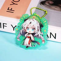 Offre Spéciale acrylique breloque couleur verte acrylique porte-clés personnalisé Anime fille personnage simple face en plastique porte-clés pour sac