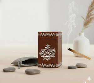 Certified Grade Wood Cremation Urn <b>Box</b> with Elegant Floral Design <b>Memorial</b> Ashes Urn for Adults Uses By Exporters - Product Image 5