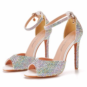 Kadın 11Cm yüksek düğün topuklu elmas taklidi <span class=keywords><strong>Peep</strong></span> <span class=keywords><strong>Toe</strong></span> Stiletto güzel yapay elmas topuklar düğün ayakkabı pompalar topuklu sandalet - Product Image 3