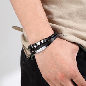 Luxe armbanden Homme mannen vrouwen sieraden 3-strengs zwart gevlochten lederen armband gevlochten 19/20/21cm - Product Image 4