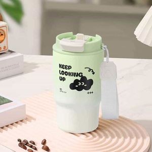 Stainless Steel Insulated Water Bottle Pop-Up Lid Portable Thermal Bottle <b>Large</b> Capacity Food Grade Travel Mug - Product Image 4
