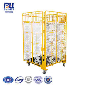 Roll Storage Material Handling Transport Medium Duty Trolley Roll Cage Container Foldable Storage Rolling Cage
