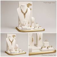 Présentoir à bijoux de luxe WEIMEI blanc et or avec buste pour colliers, boucles d'oreilles, bagues et bracelets – Ensemble de présentation de bijoux
